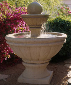 Concrete 2 Tiered Tuscany Fountain w/ Ball