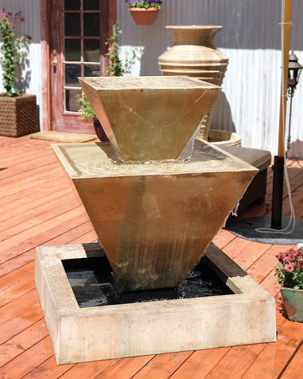 Double Oblique Garden Water Fountain - Outdoor Fountain Pros