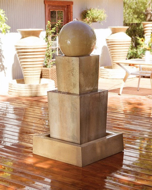 Double Obtuse With Ball Garden Water Fountain - Outdoor Fountain Pros