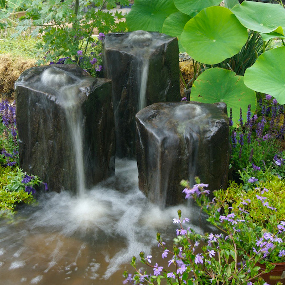 Triple Column Outdoor Fountain Rocks