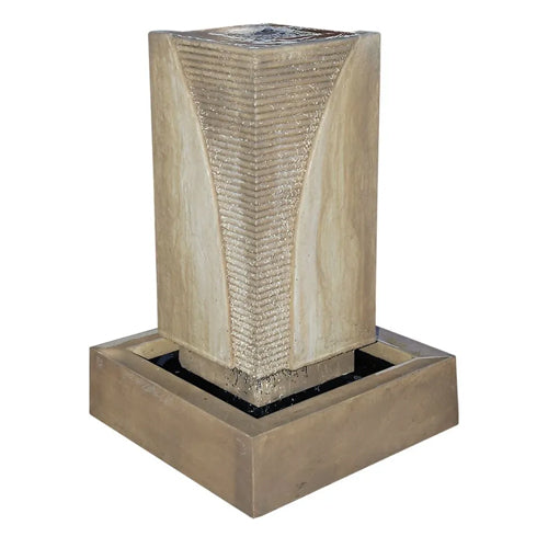 Ribbed Monolith Garden Water Fountain
