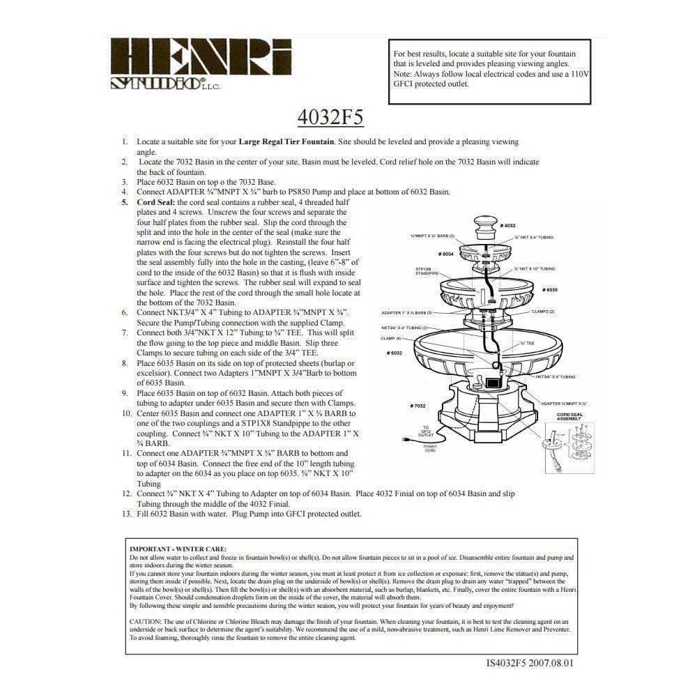 Large Regal Tier Outdoor Fountain