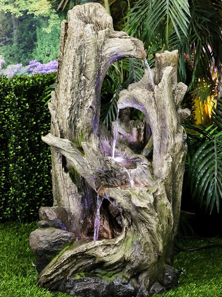 Large Tree Trunk Fountain With LED Lights