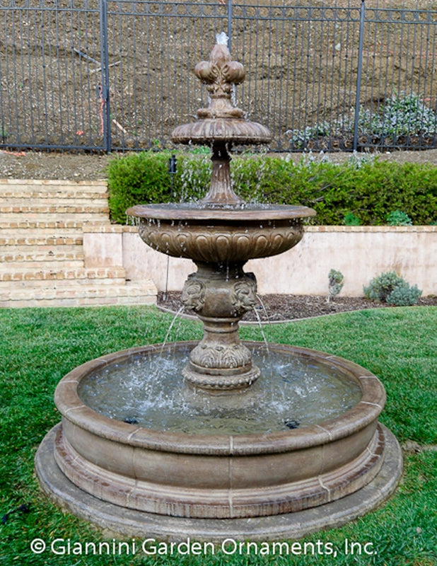 Piazza Veneta Outdoor Fountain With Lions Piped For Pond