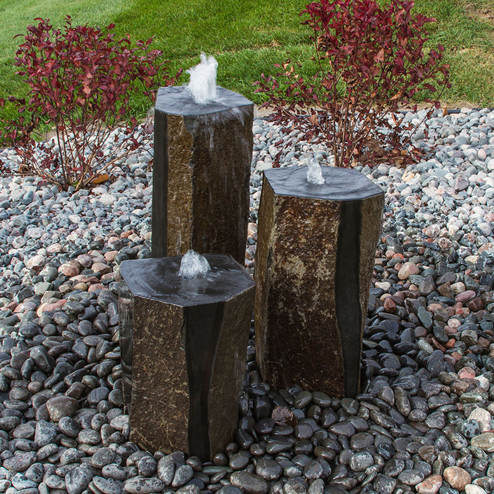 Semi-Polished Basalt Rock Column Fountain