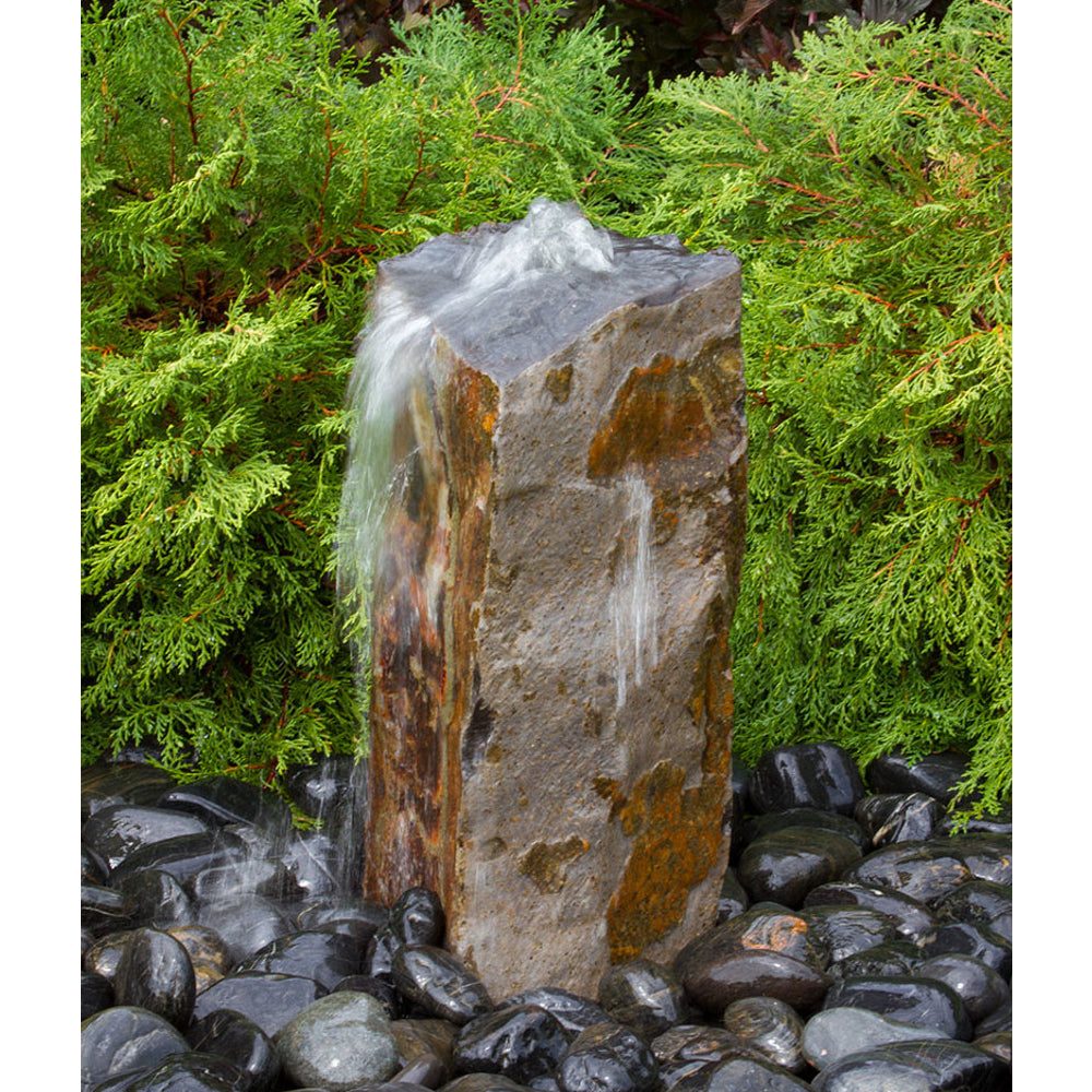 Rustic Basalt Rock Column Fountain