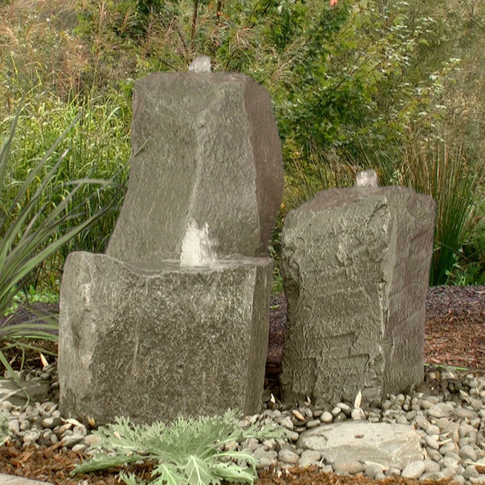 Twisting Cascade Triple Stone Outdoor Fountain