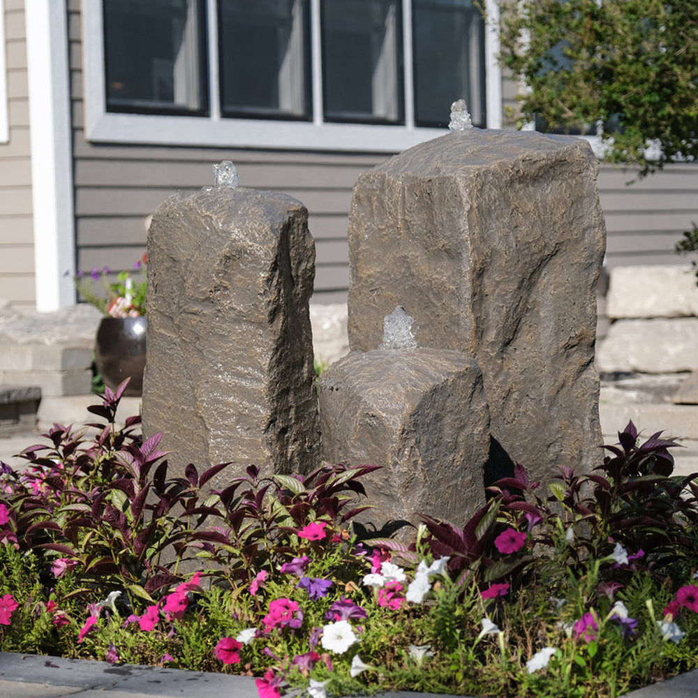 Watershed Cascade Triple Stone Outdoor Fountain