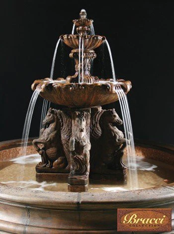 2-Tier Cavalli Outdoor Water Horse Fountain 