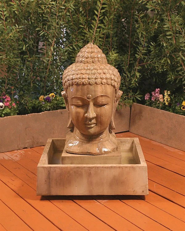 buddha head water fountain