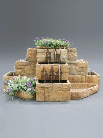 Stone Courtyard Cascade Outdoor Fountain