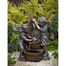 angel statue outdoor water feature