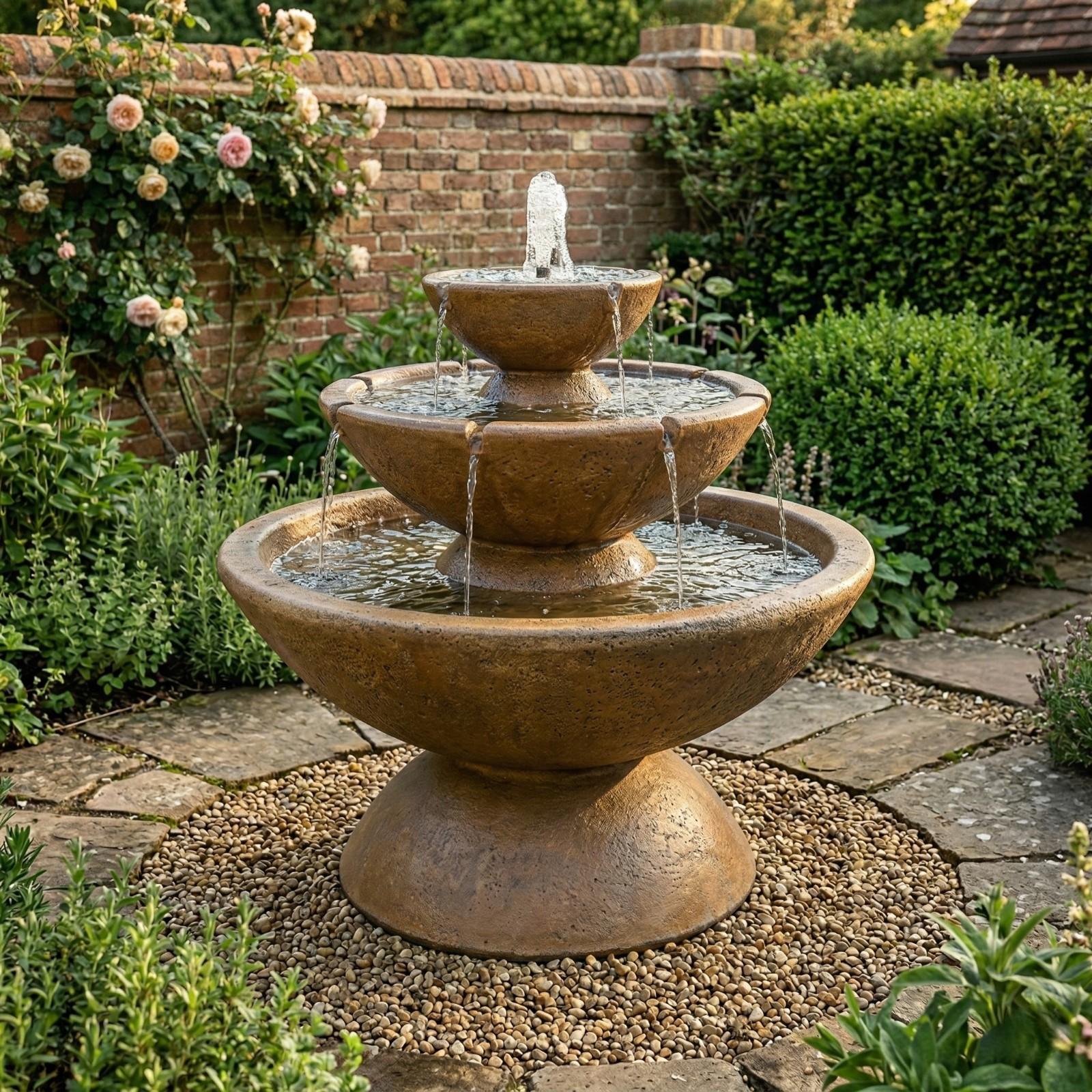 3-Tier Color Bowl with Lips Small Water Fountain