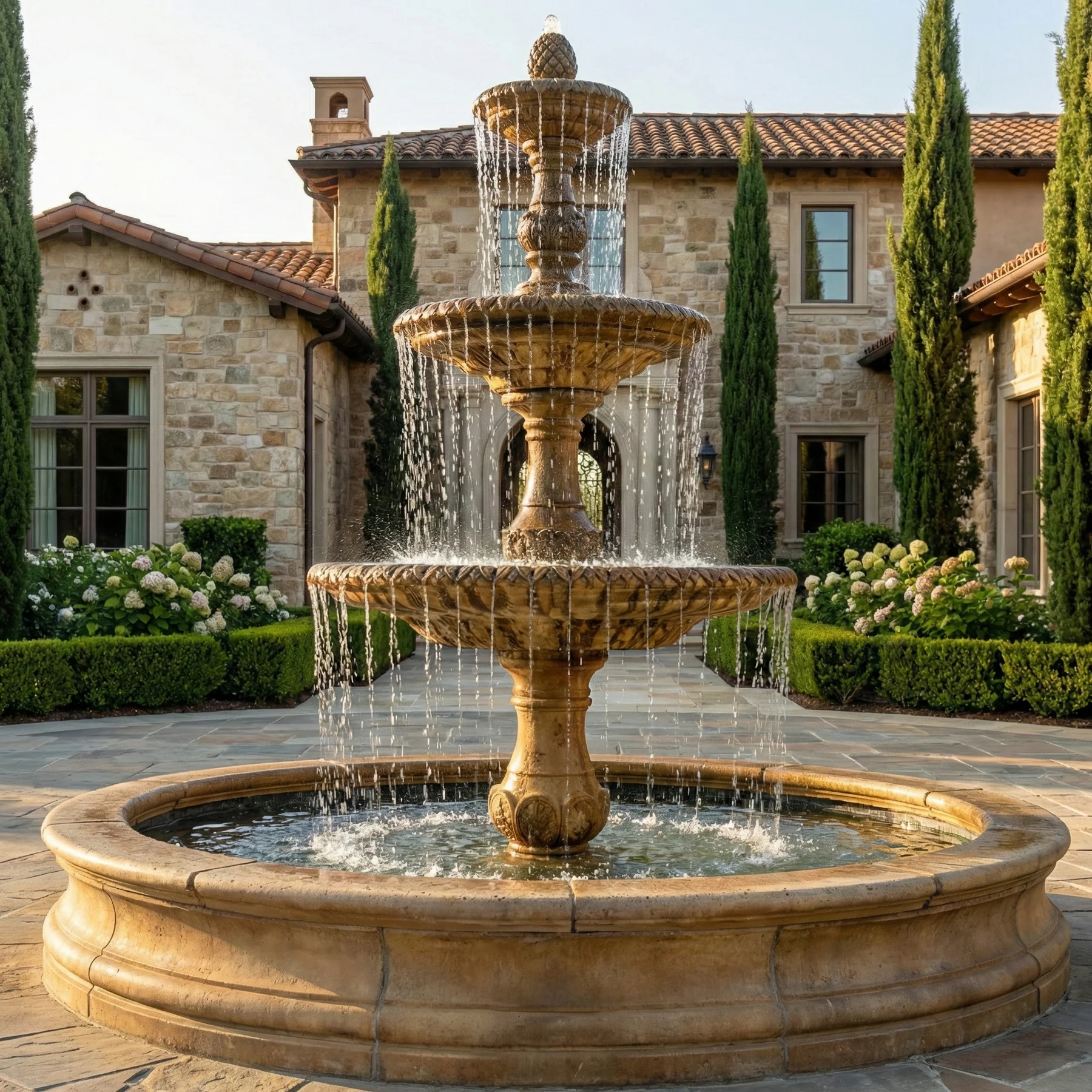 3-Tier Four Seasons Outdoor Water Fountain With Bracci Basin