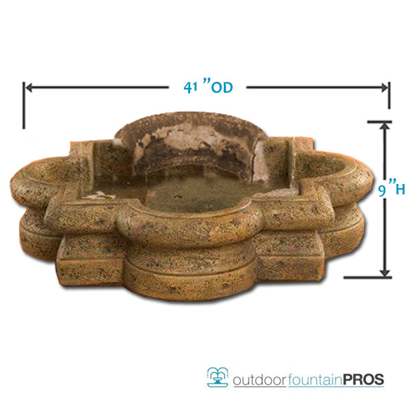 Quatrefoil One Piece Fountain Basin - Small | 41" Wide