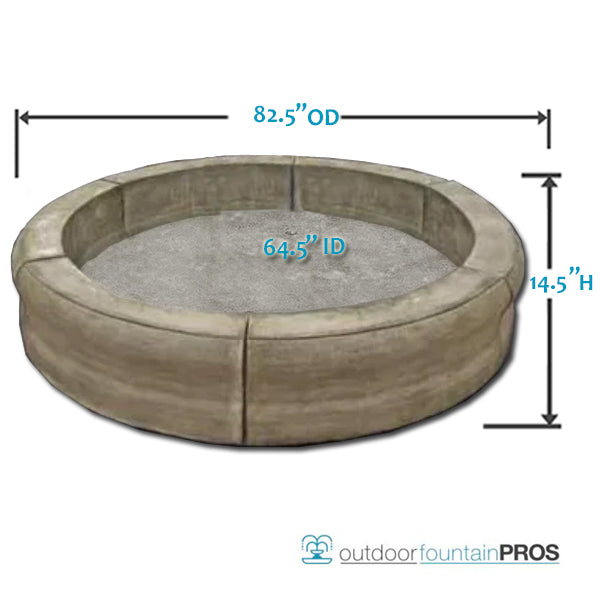 Medium Fiore Pond - Poly Basin with Set of 6 Coping Caps | 82.5 Diameter