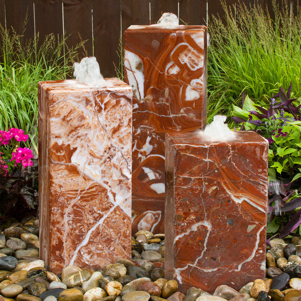 Smooth Red Onyx Triple Stone Fountain