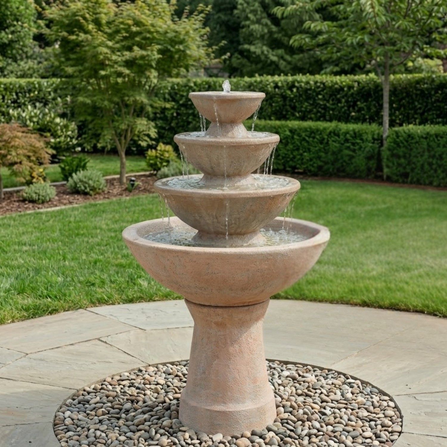 4-Tier Color Bowl Garden Water Fountain - Tall