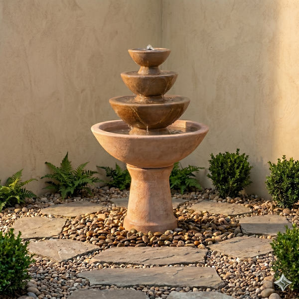 4-Tier Color Bowl Garden Water Fountain - Tall