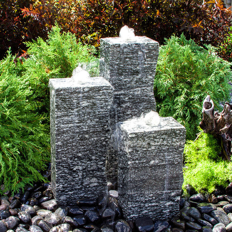 Rough Speckled Granite Triple Stone Fountain