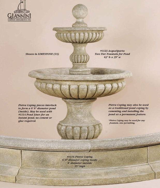 Acqua Sparta Two Tier Outdoor Fountain For Pond