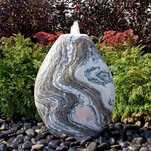 Almond-Shaped Pink Marble Stone Fountain