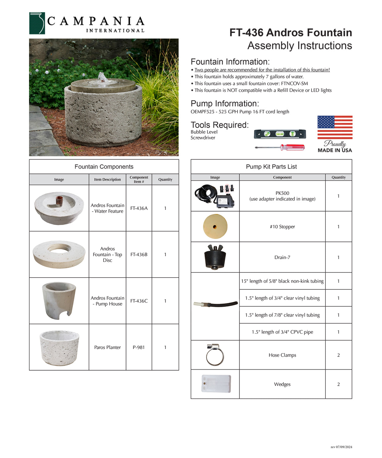 Andros Cast Stone Fountain