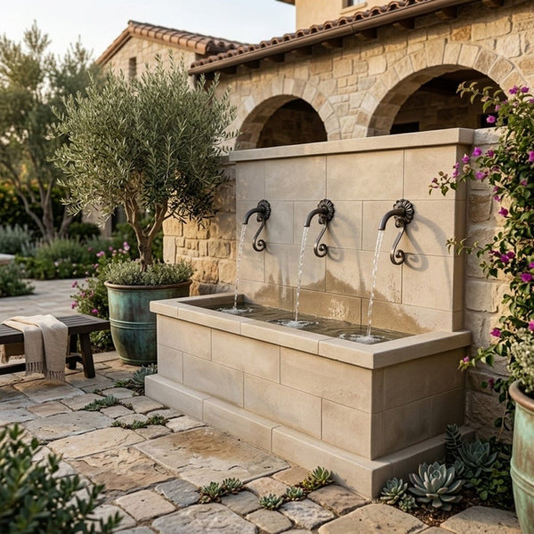 Antibes Trois Wall Fountain for Rustic Spouts