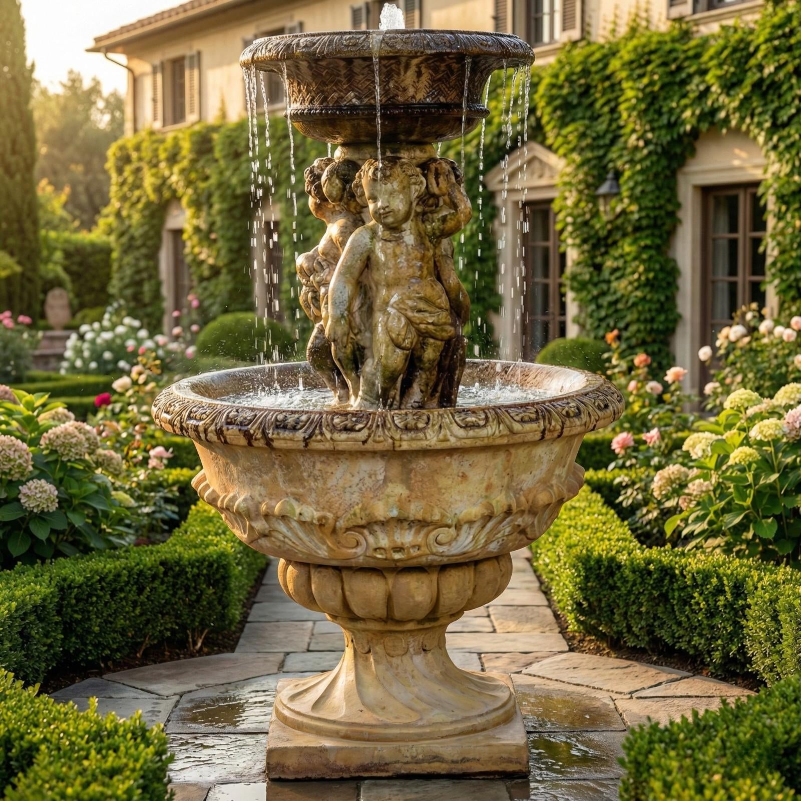 Antique Cherubs Outdoor Fountain