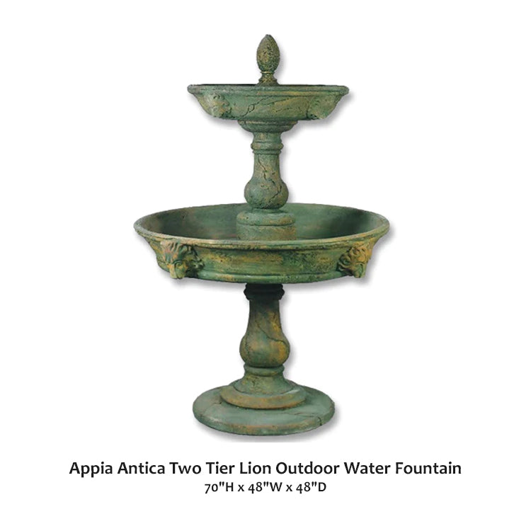 Appia Antica Two Tier Lion Outdoor Water Fountain