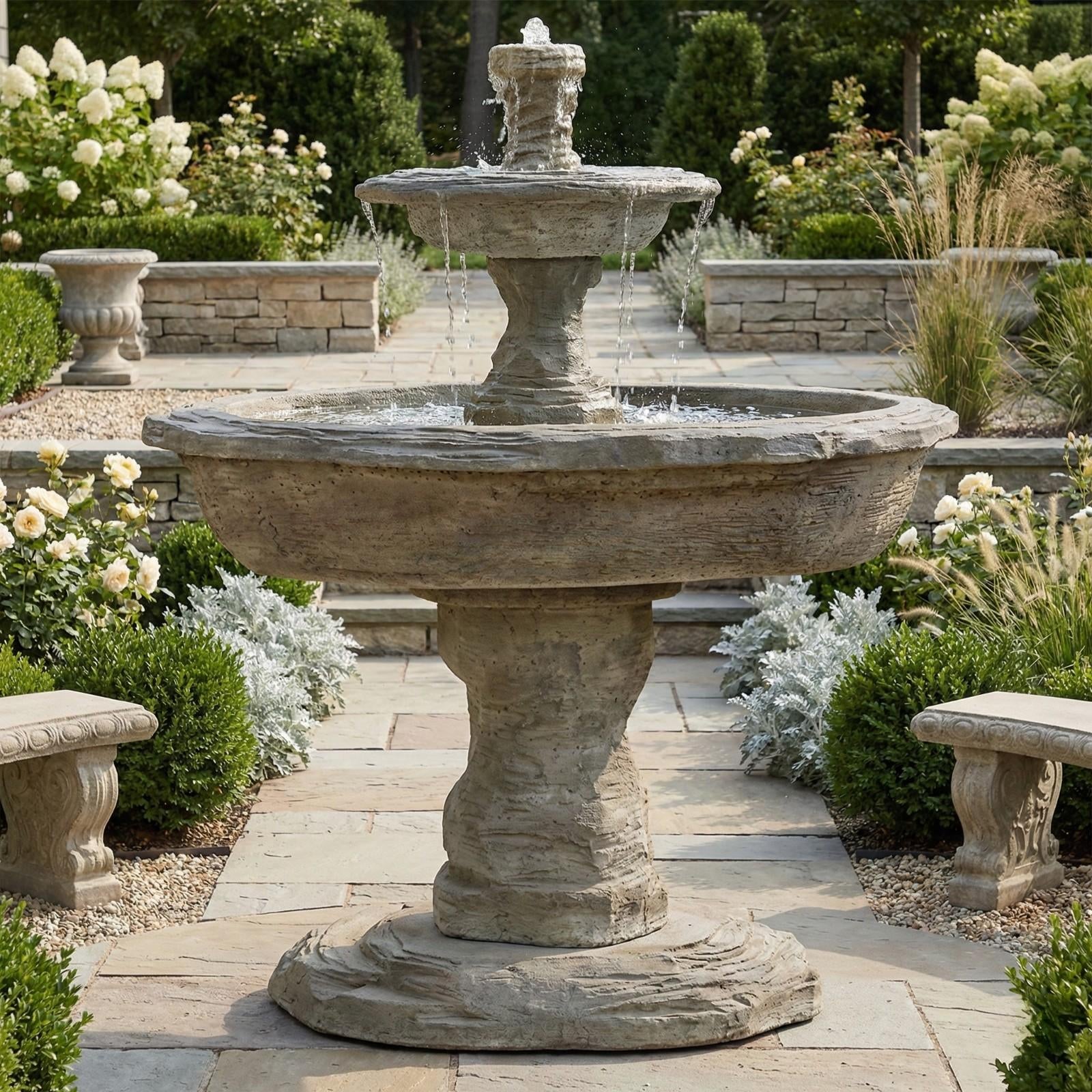 Artesia Slate Two Tier Outdoor Water Fountain