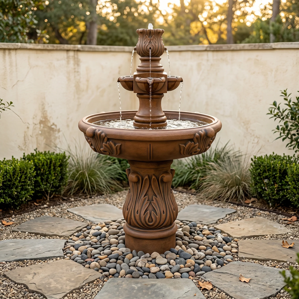Assisi Tiered Garden Water Fountain with Cobra Pedestal