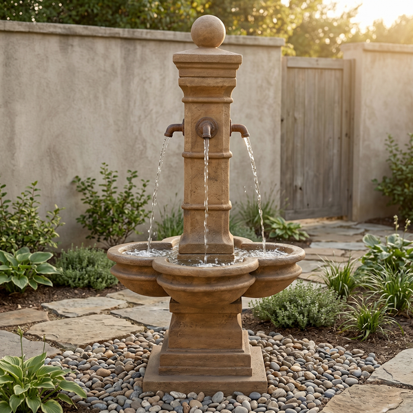 Limone Courtyard Fountain For Rustic Iron Spouts