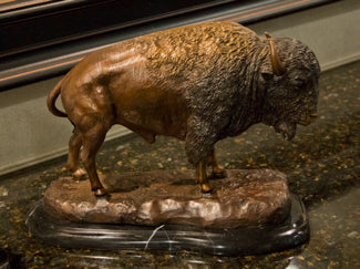 Brass Baron Desktop Buffalo Sculpture