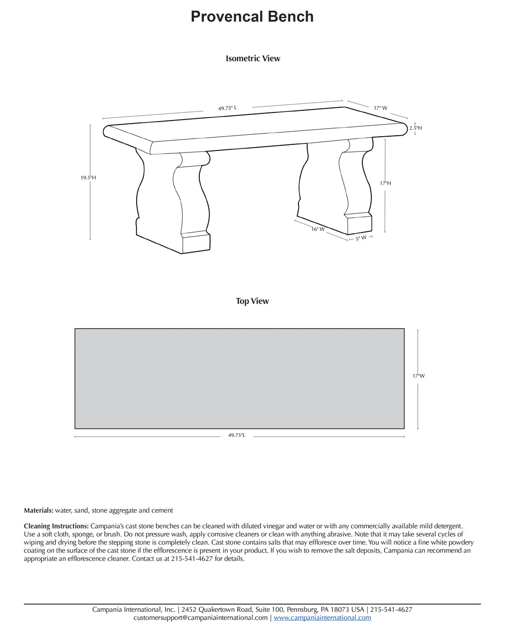 Provencal Stone Bench