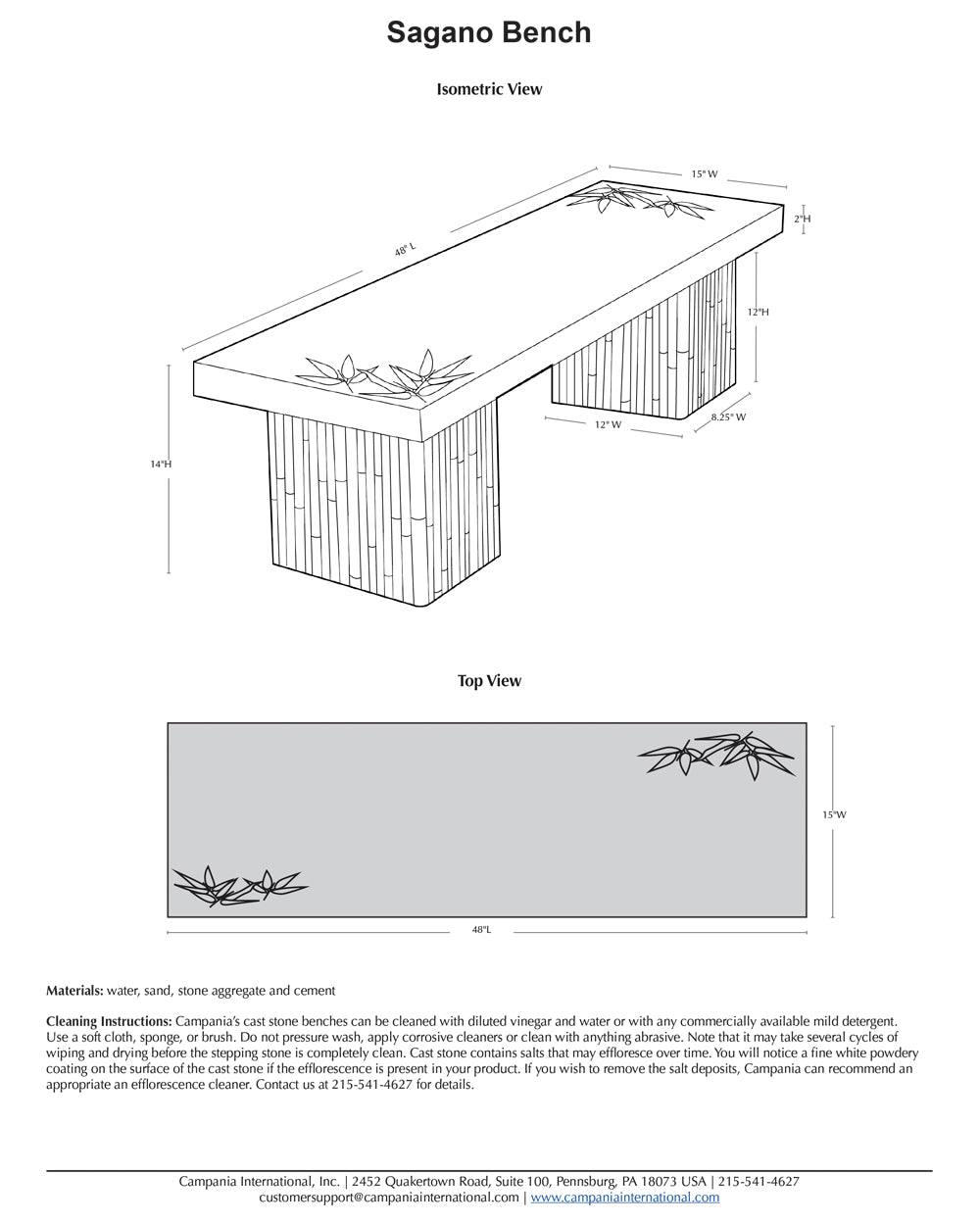 Sagano Outdoor Stone Bench
