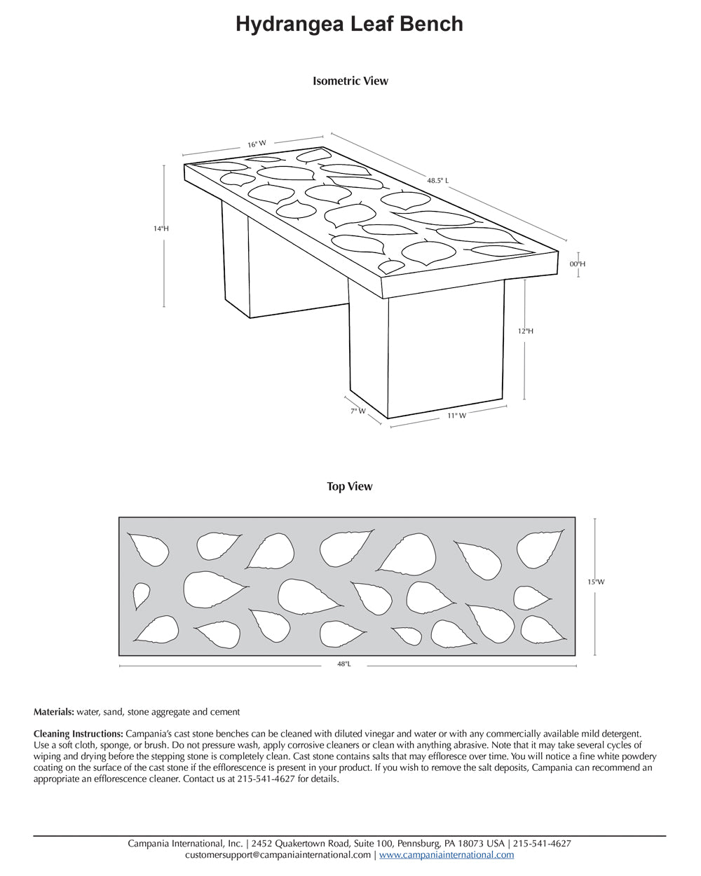 Hydrangea Leaf Garden Bench