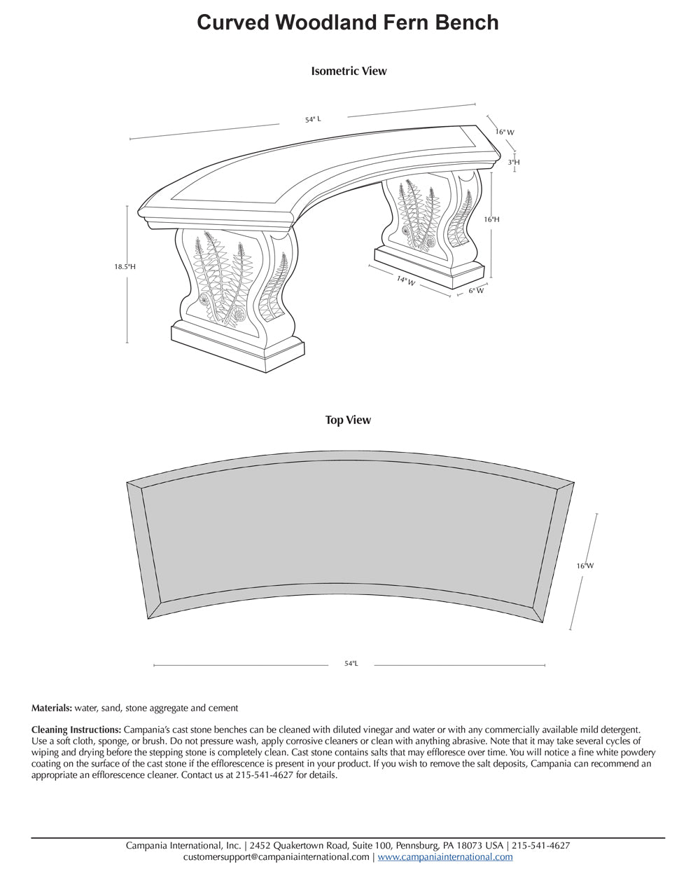 Curved Woodland Ferns Bench