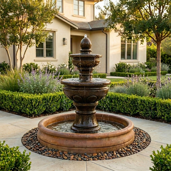 Baroque Tiered Outdoor Fountain with 46 inch Basin