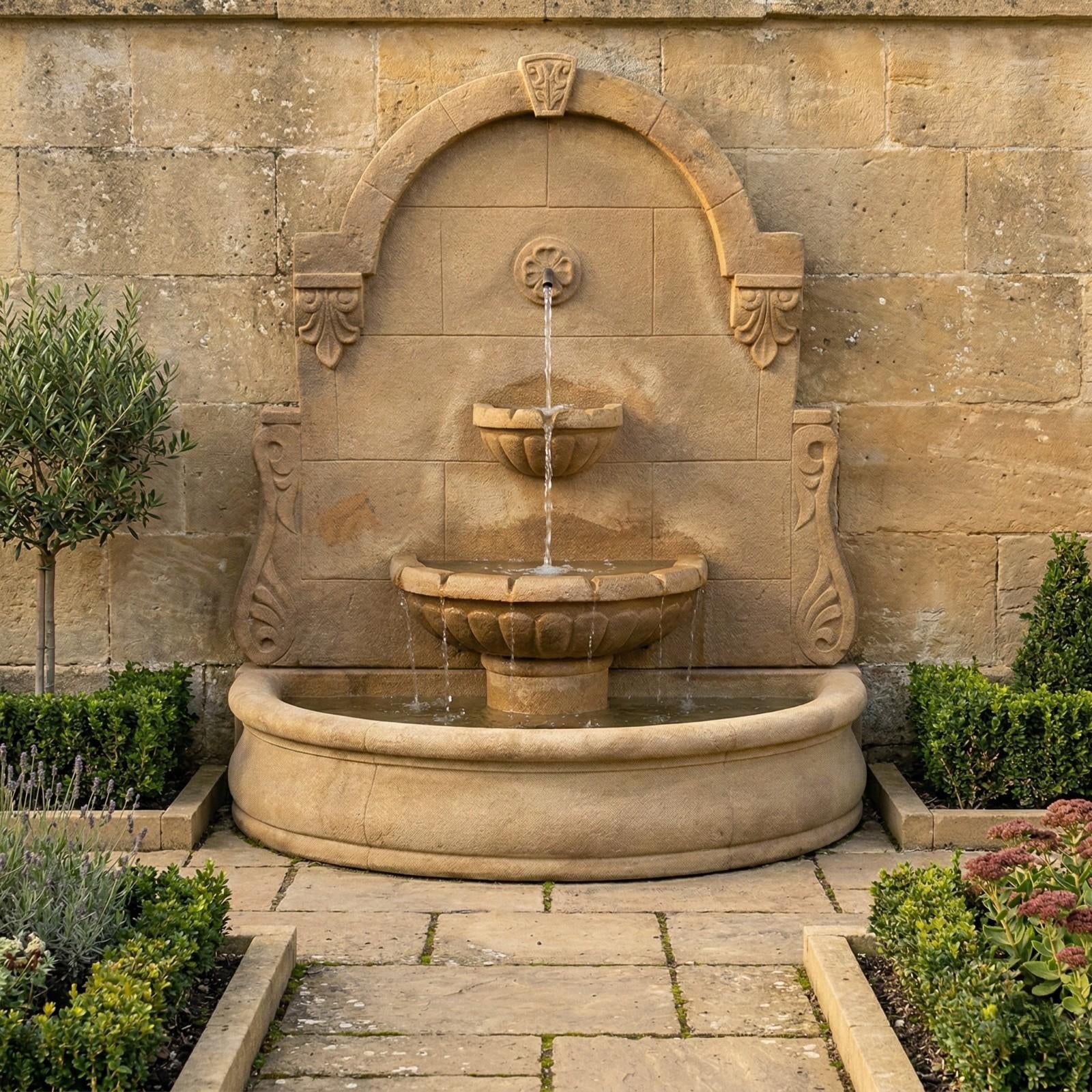 Bavarian Wall Outdoor Fountain with Plain Basin