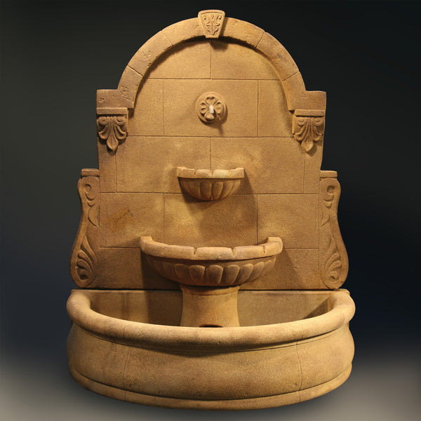 Bavarian Wall Outdoor Fountain with Plain Basin