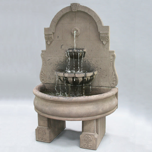 Bavarian Wall Outdoor Fountain With Plain Basin And Pedestals
