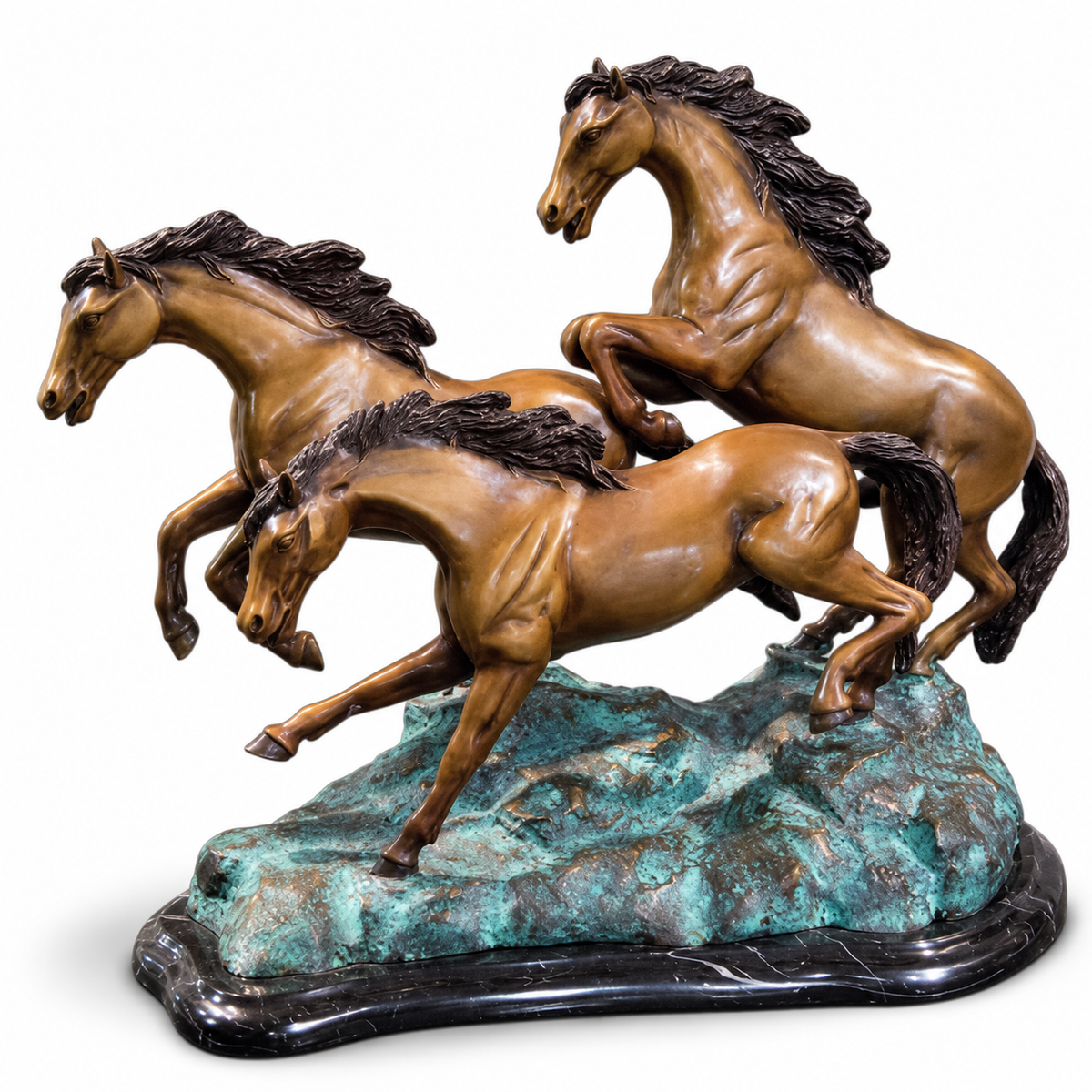 Brass Baron Three Horses Galloping