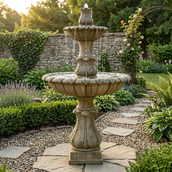 Calanthia Two Tier Fountain With Acanthus Finial
