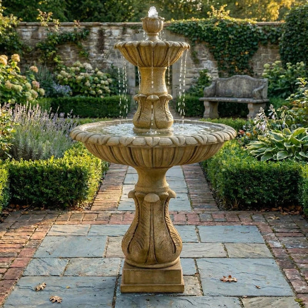 Calanthia Two Tier Fountain With Lotus Finial