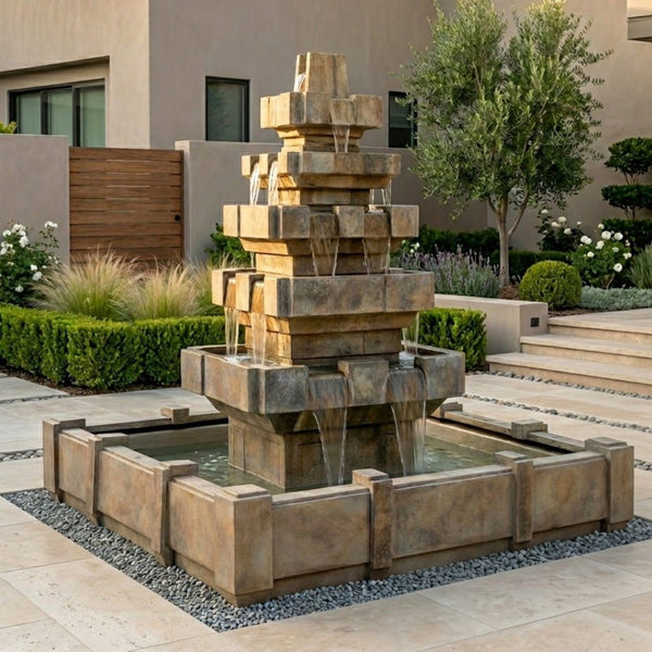 Cascadia Outdoor Fountain in Dimensions Pool