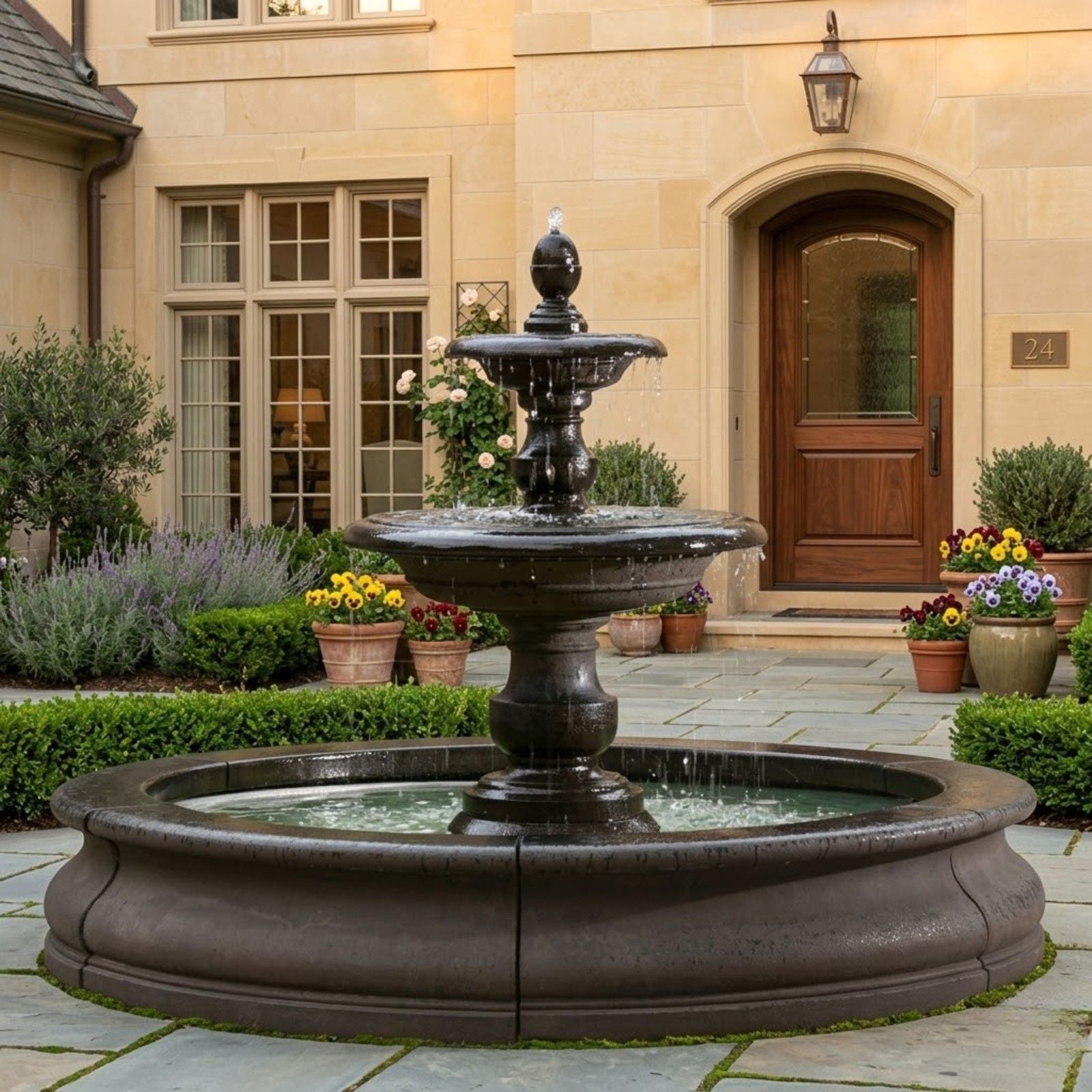 Caterina Outdoor Water Fountain in Basin
