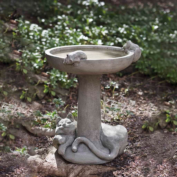 Catnap Cast Stone Birdbath
