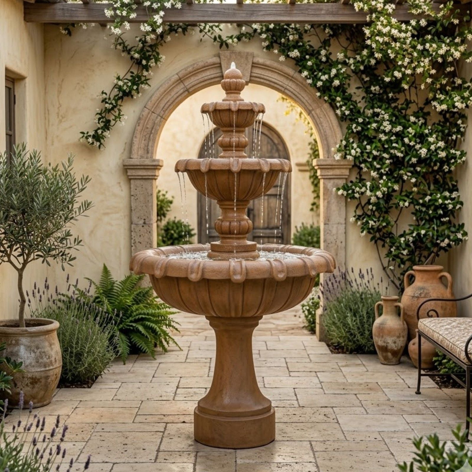 Chateau Three Tier Outdoor Water Fountain