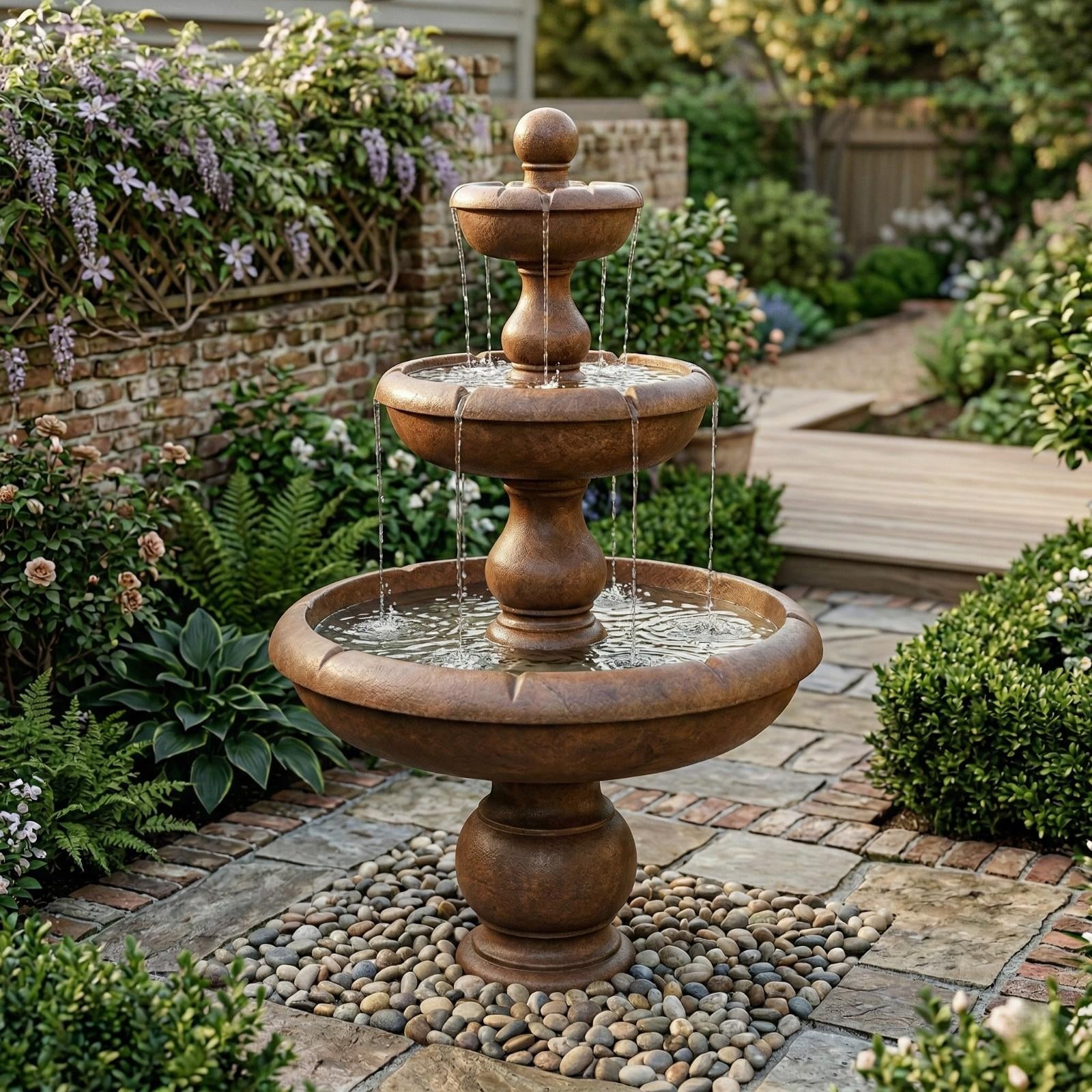 Classic 3-Tier Cast Stone Outdoor Fountain